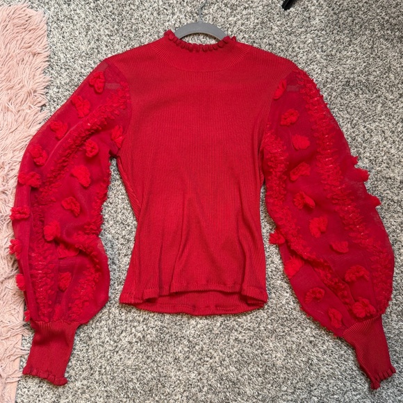 Almost Famous Tops - Almost Famous Vibrant Red Knit Top
